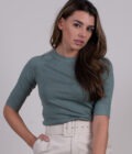 The Clothed - Dames trui mintgrey viscose 1/2 mouw turtle hals