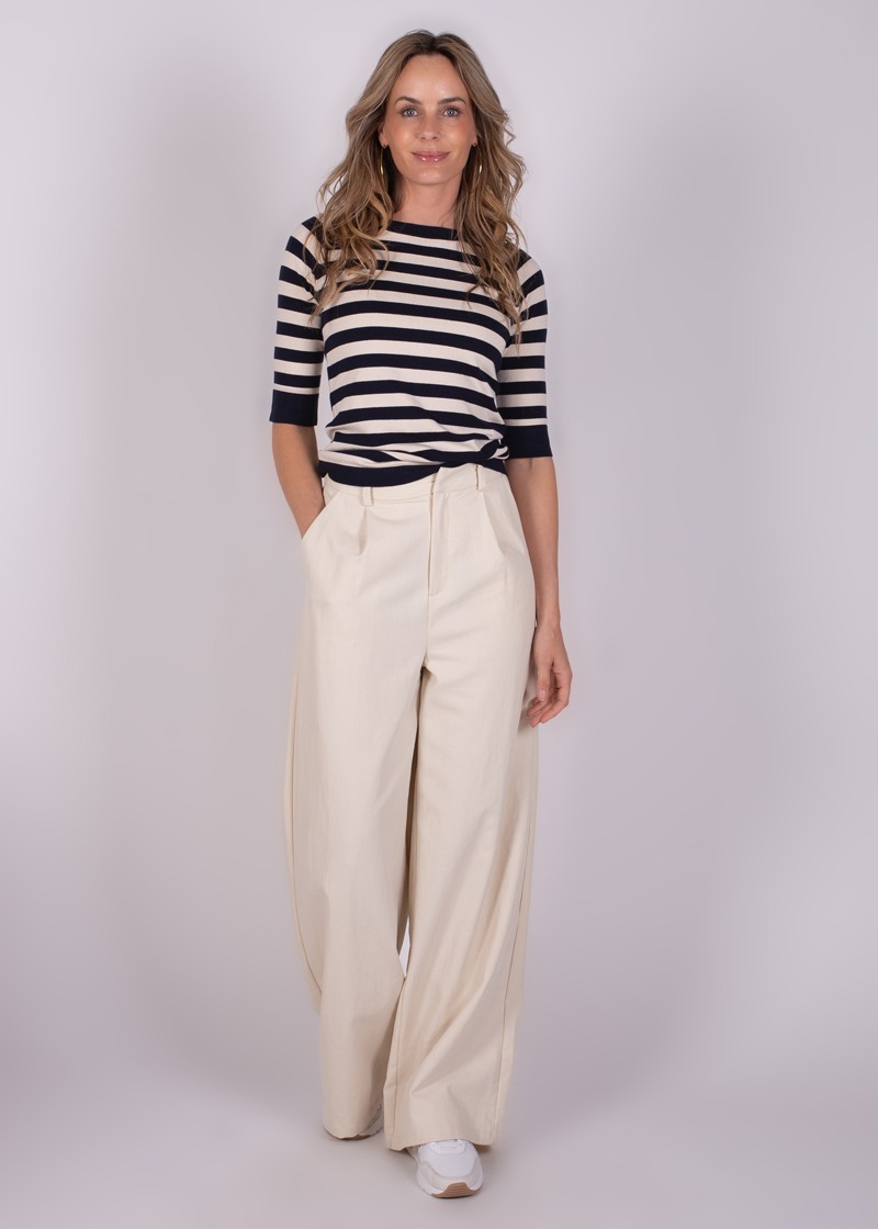Dames pullover navy-pale stripe viscose - MOSCOW - Afbeelding 4