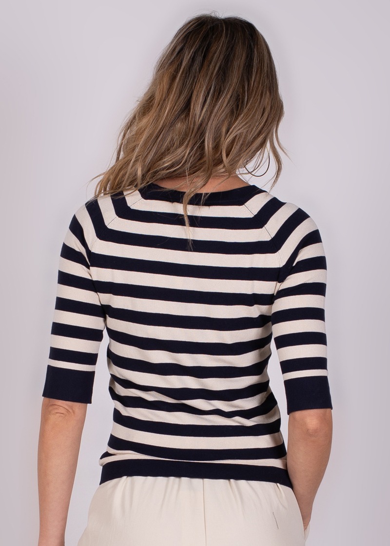 Dames pullover navy-pale stripe viscose - MOSCOW - Afbeelding 2