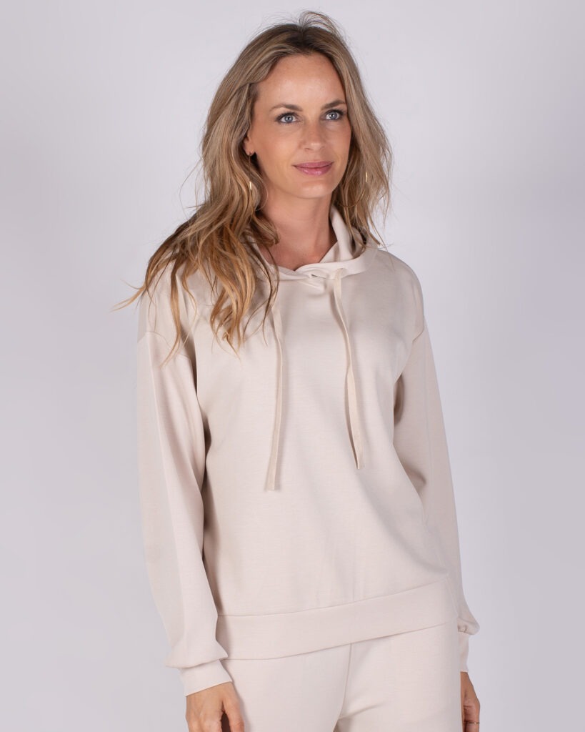 Dames viscose cupro hoody in beige- CAMBRIDGE 