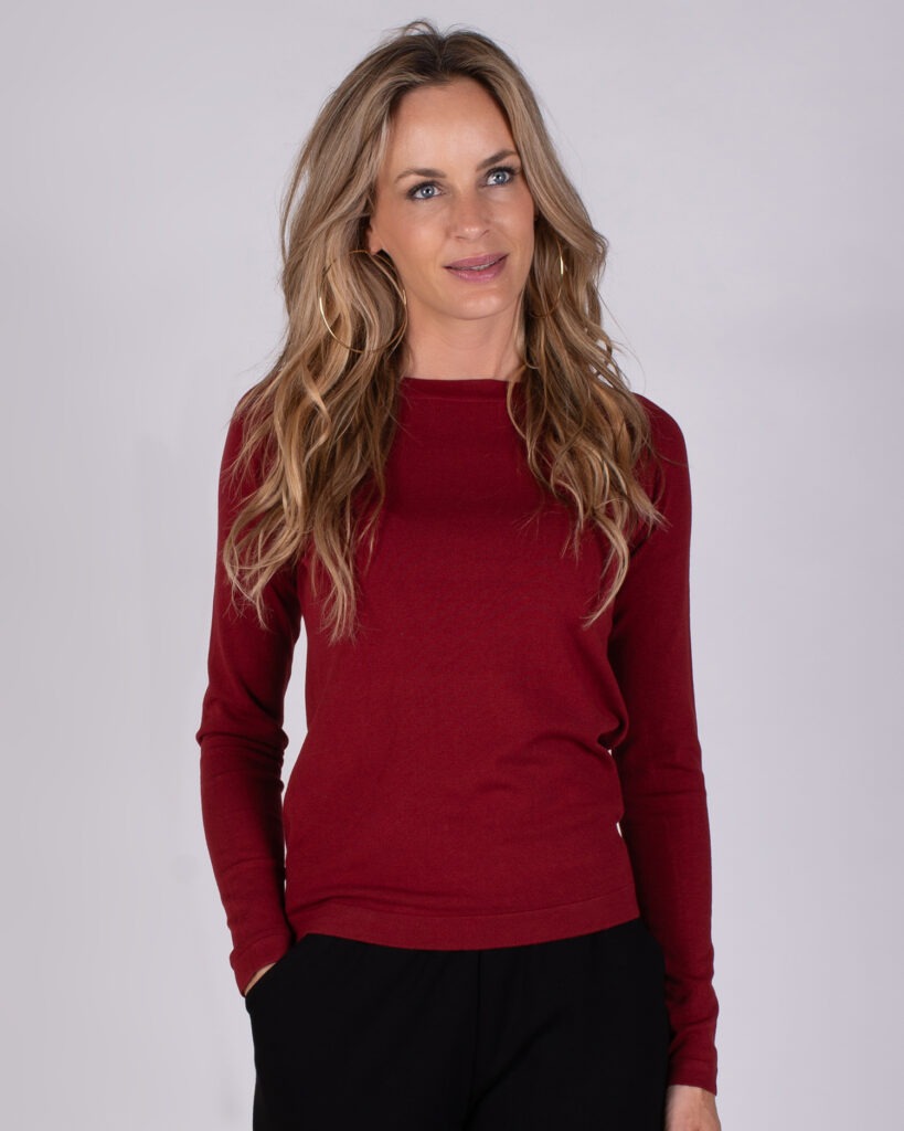 Dames trui port viscose ronde hals lange mouw-KIEV 