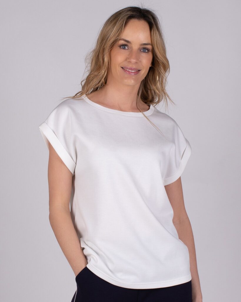 Dames viscose cupro Top in offwhite- PRESTON 
