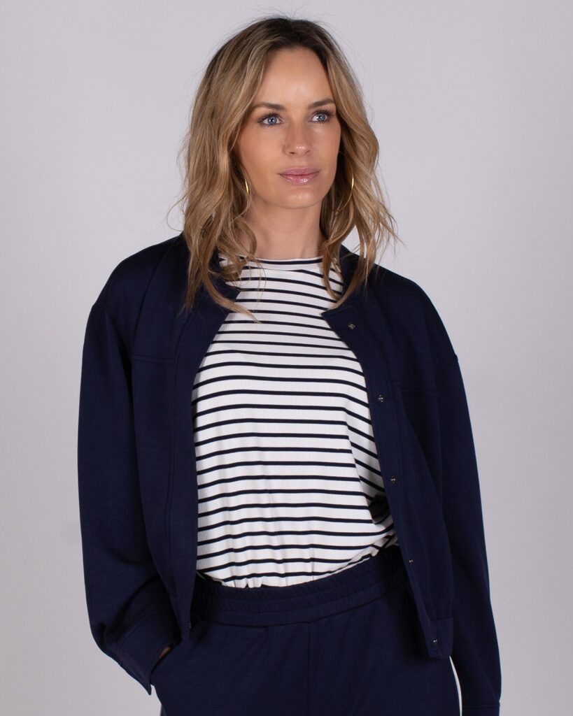 Dames viscose cupro Bomber in navy -SHEFFIELD 