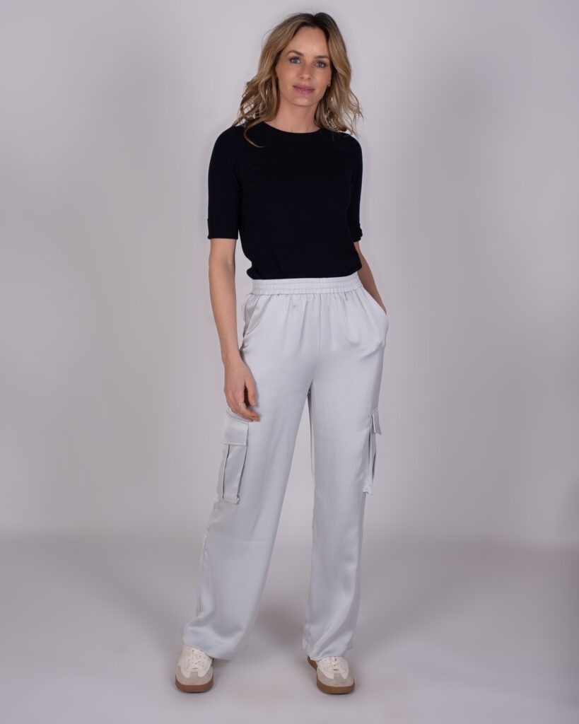 Dames cargo pantalon Mouse grey satijn -BEJA 