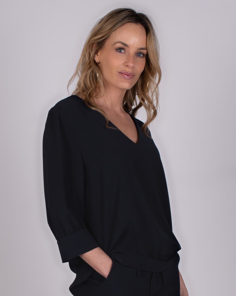 Dames luxe blouse top Navy - NANTES 