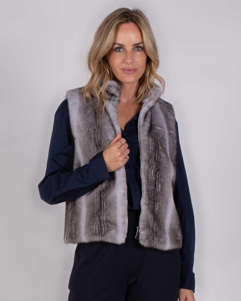 Dames gilet in fake fur Dark Shadow  - OTTAWA