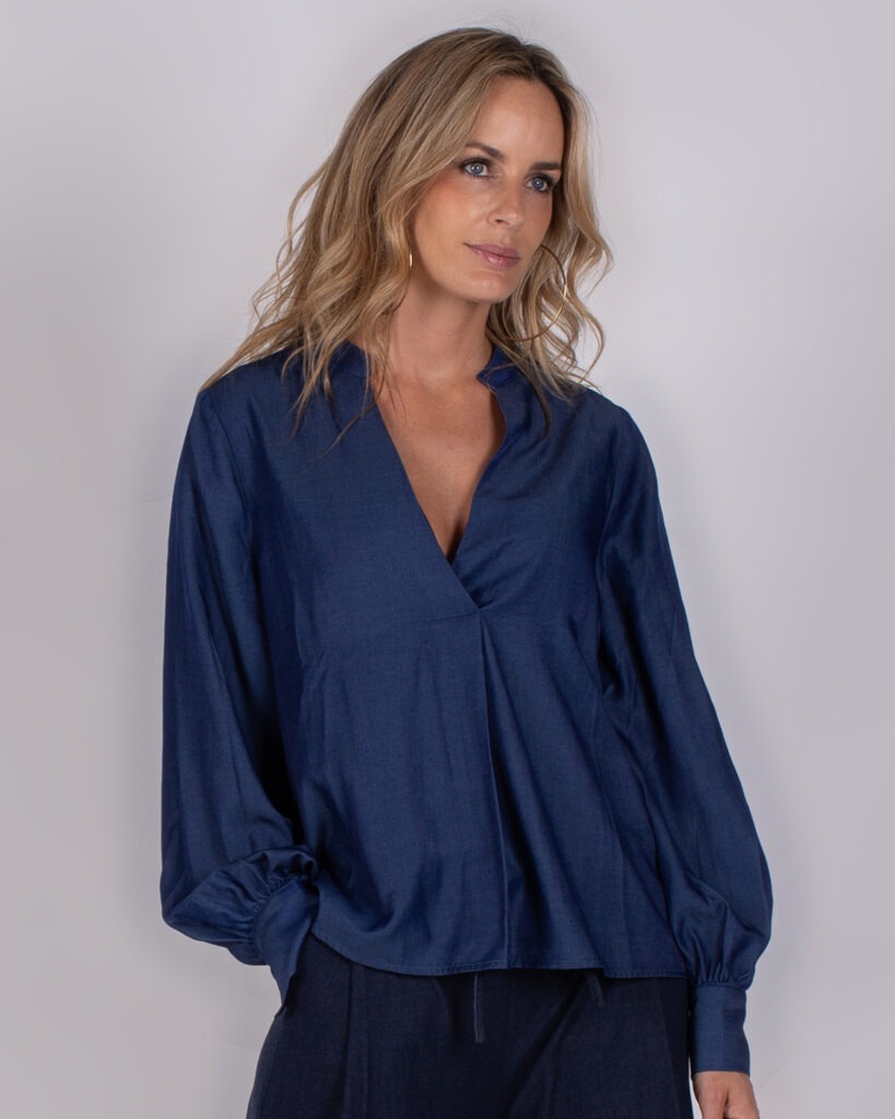 Dames Blouse navy Viscose  - HAKONE 