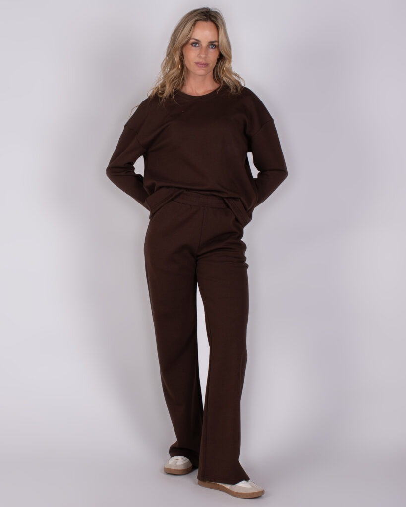 Dames trackpant dark brown viscose cupro - COLUMBUS 