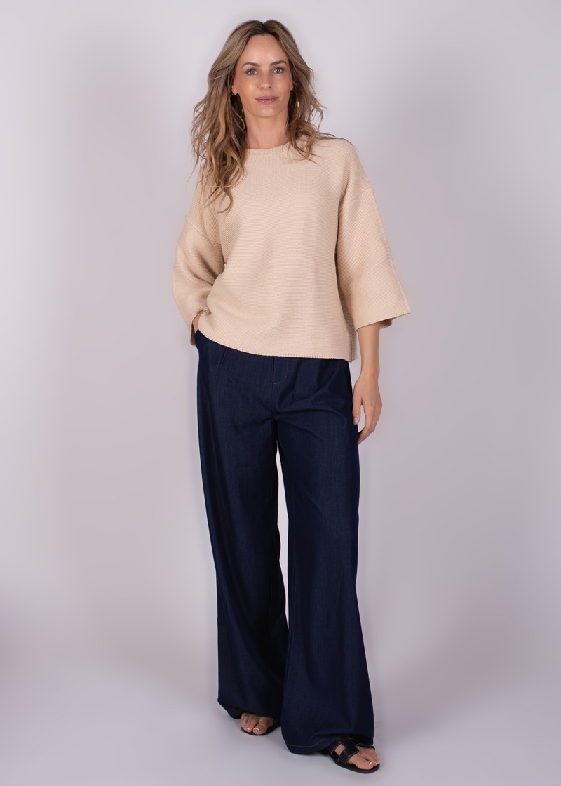 Dames trui pale katoen dropshoulder mouw - WELLINGTON - Afbeelding 2
