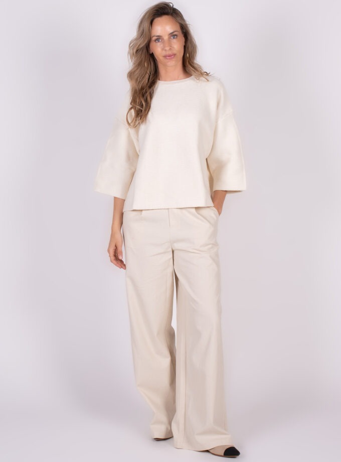 Dames trui off white katoen dropshoulder mouw - WELLINGTON