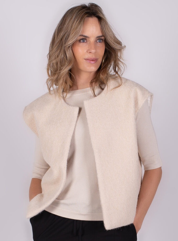 Dames gilet in teddy fabric pale - MATSUMOTO