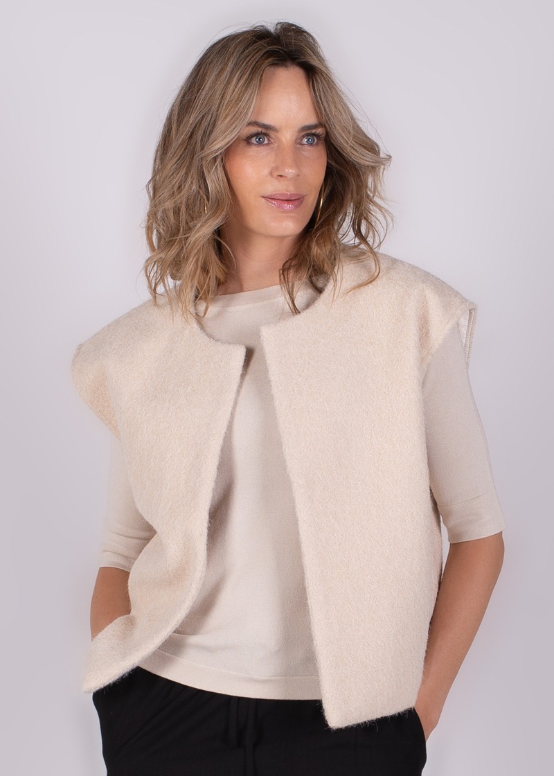 Dames gilet in teddy fabric pale - MATSUMOTO