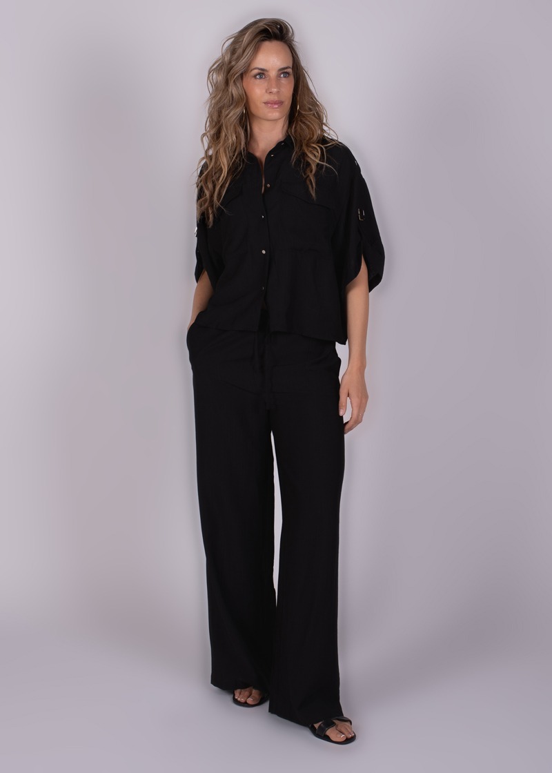 Dames blouse black viscose - SOPRON - Afbeelding 2