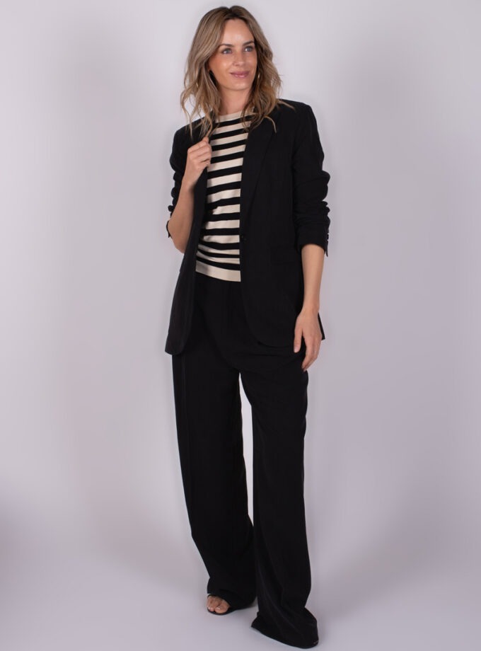 Dames blazer black tencel linnen - OPOLE