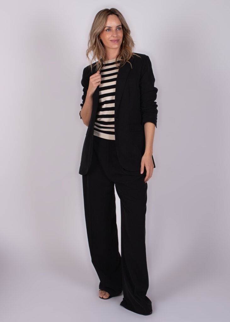 Dames blazer black tencel linnen - OPOLE 
