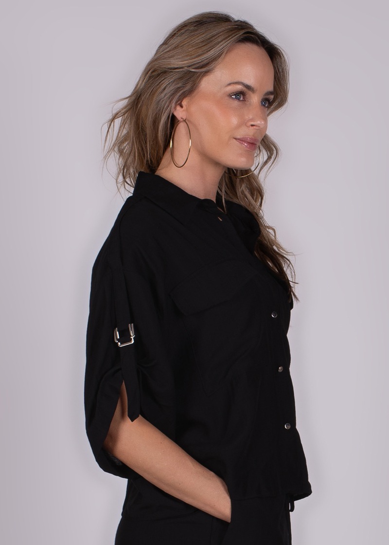 Dames blouse black viscose - SOPRON - Afbeelding 3