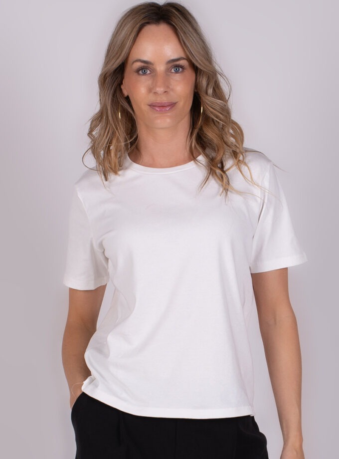 Dames t shirt off white katoen kortemouw- DENVER
