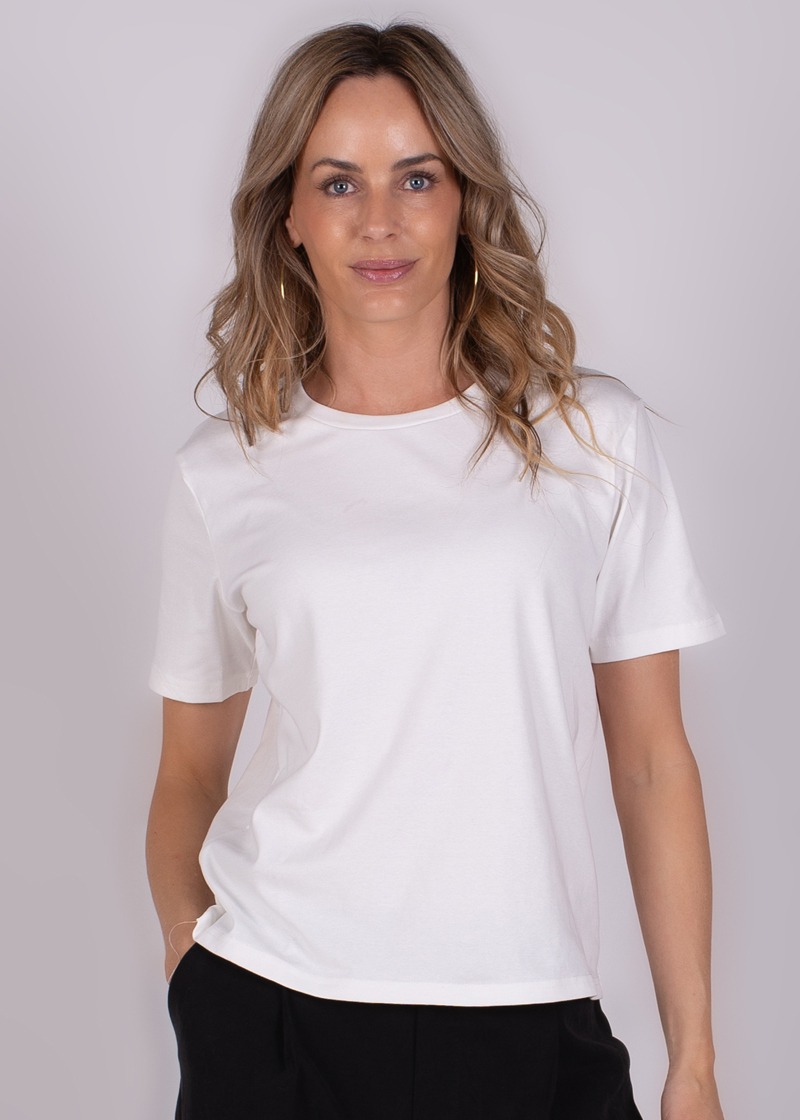 Dames t shirt off white katoen kortemouw- DENVER