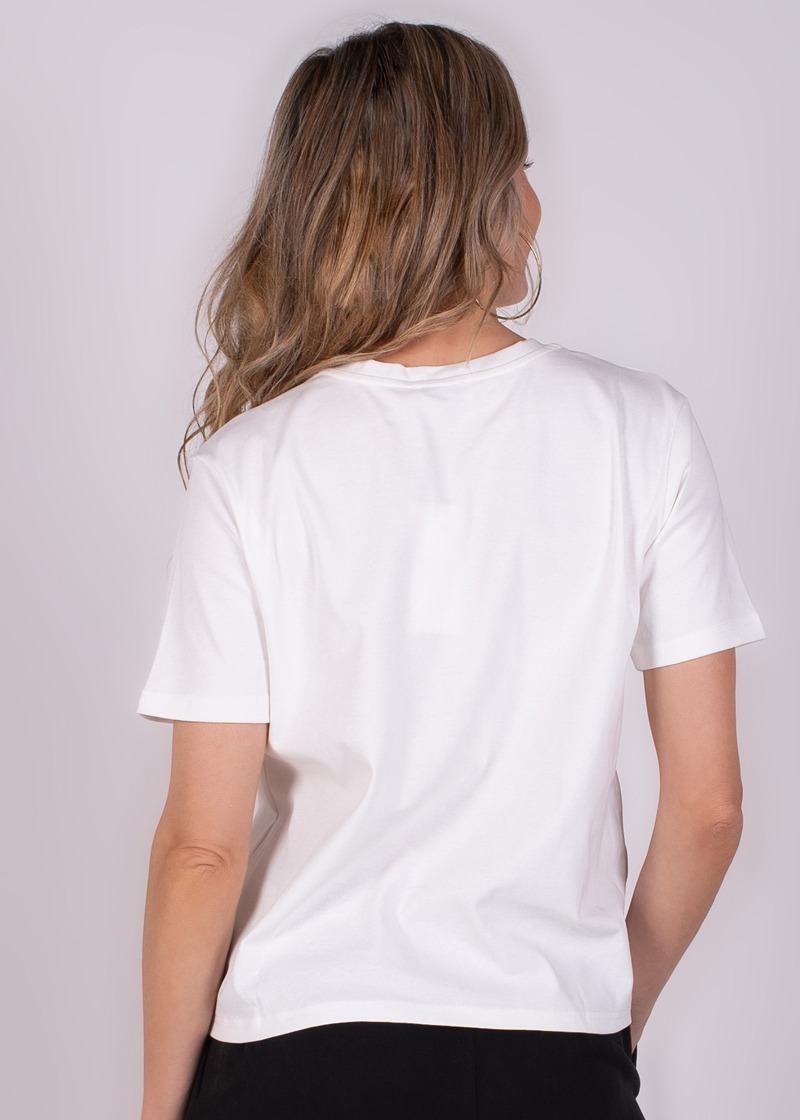 Dames t shirt off white katoen kortemouw- DENVER - Afbeelding 4