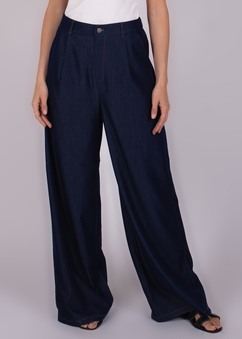 Dames pants tencel in indigo blue - BERGAMO - Afbeelding 2