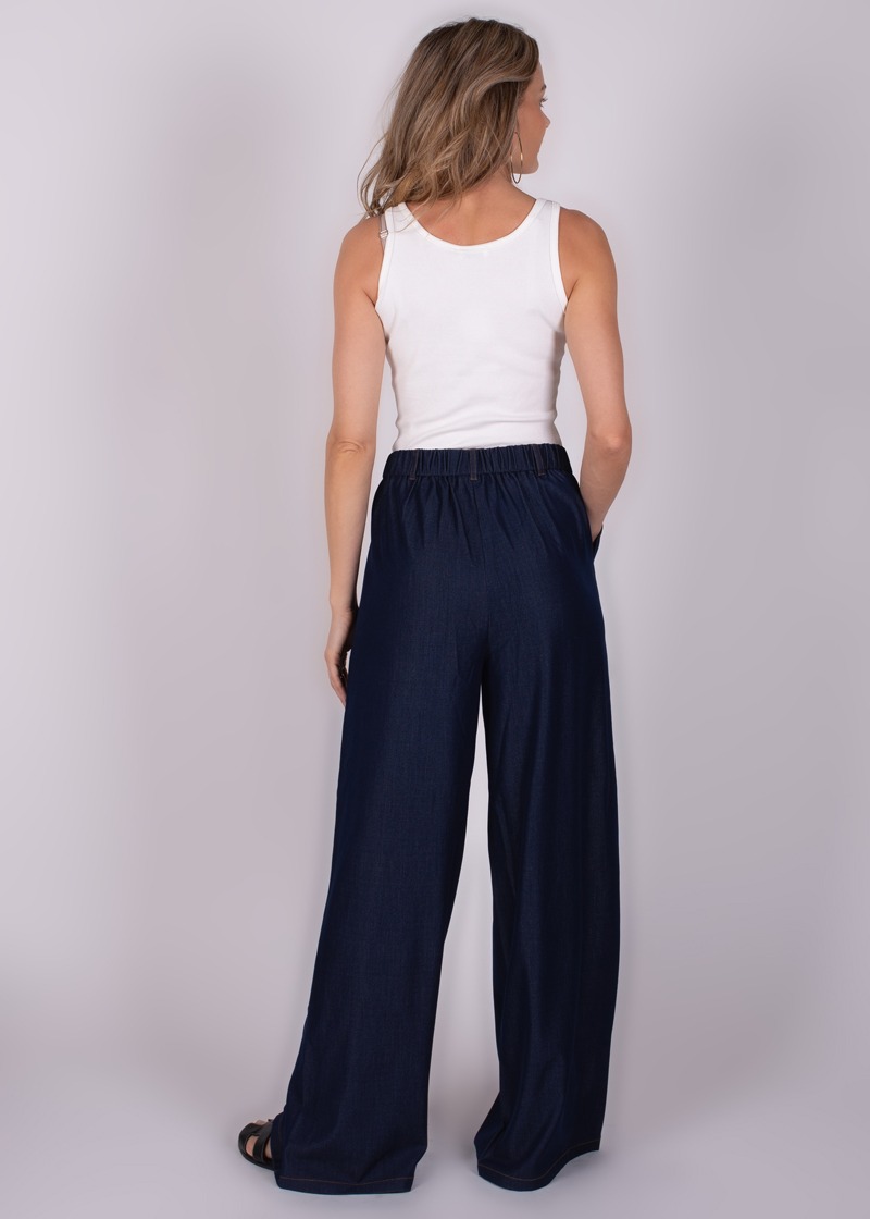 Dames pants tencel in indigo blue - BERGAMO - Afbeelding 4