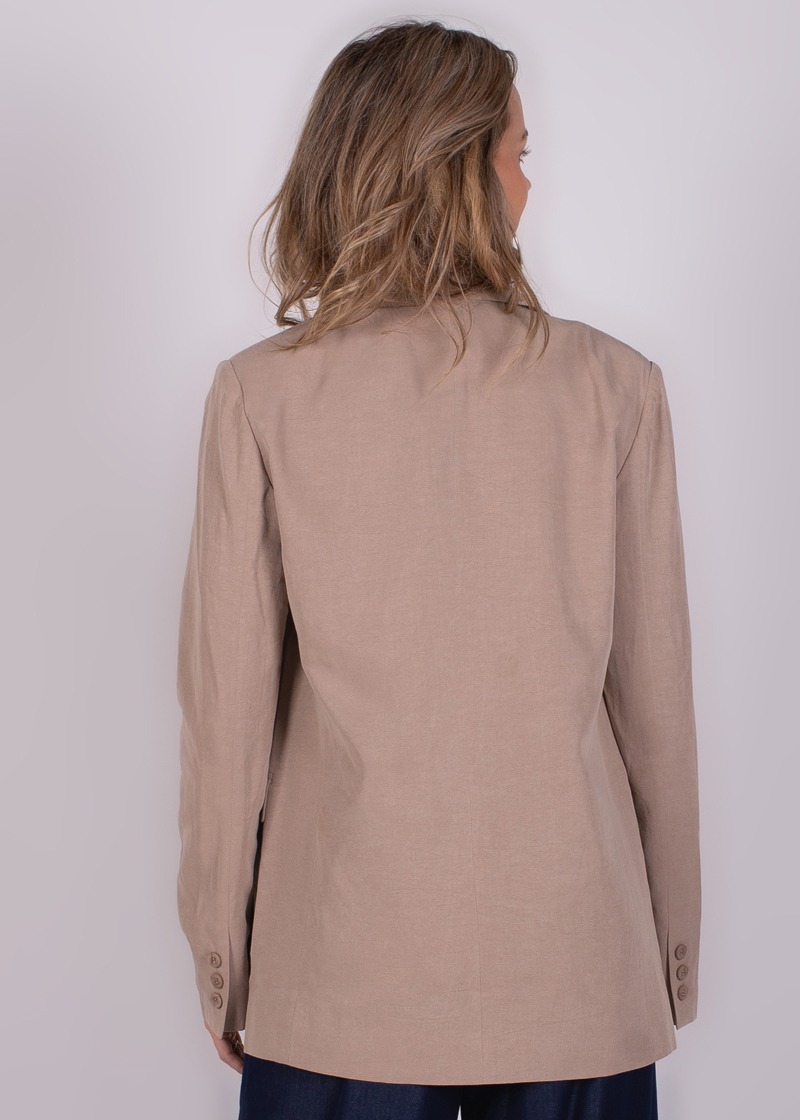 Dames blazer taupe tencel linnen - OPOLE - Afbeelding 5