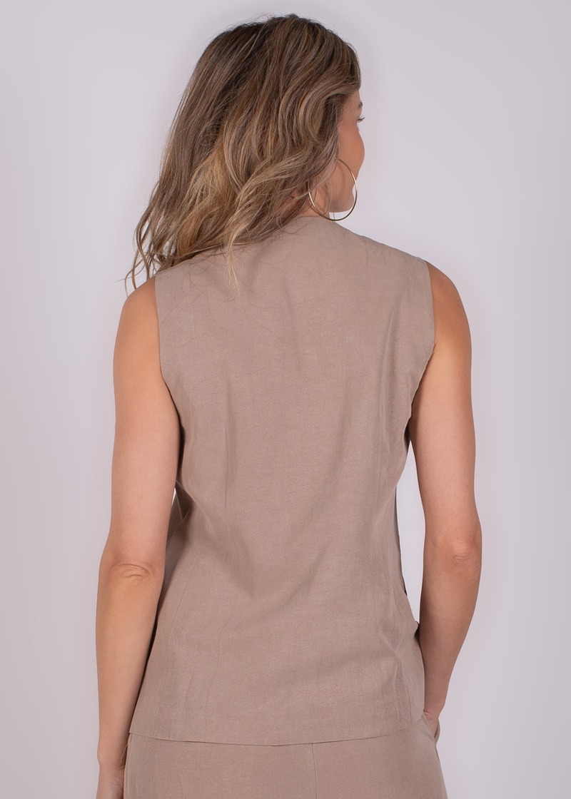 Dames gilet taupe Tencel - SALTA - Afbeelding 4