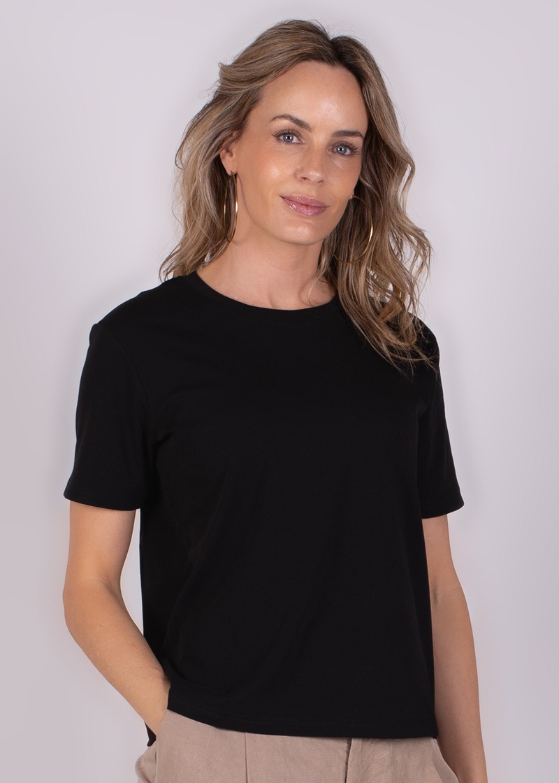 Dames t shirt black katoen kortemouw- DENVER - Afbeelding 2