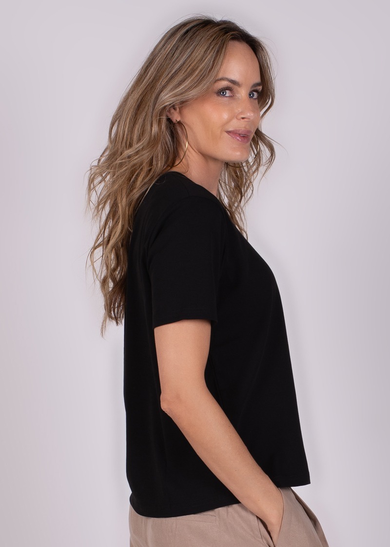 Dames t shirt black katoen kortemouw- DENVER - Afbeelding 4