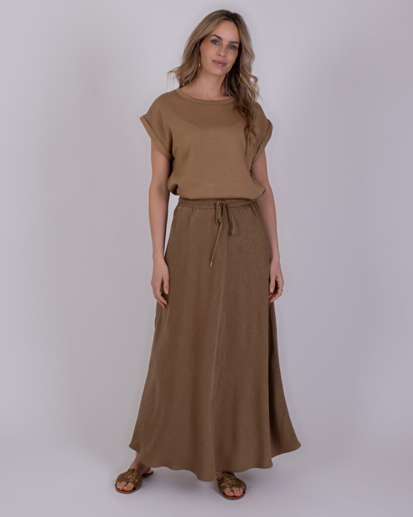 Dames skirt taupe viscose - ABA 