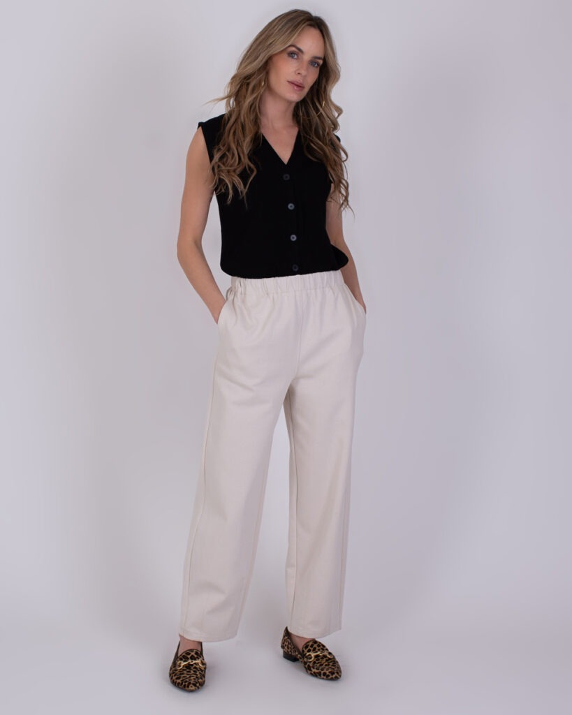 Dames cotton pantalon met elastische band- BILBAO 