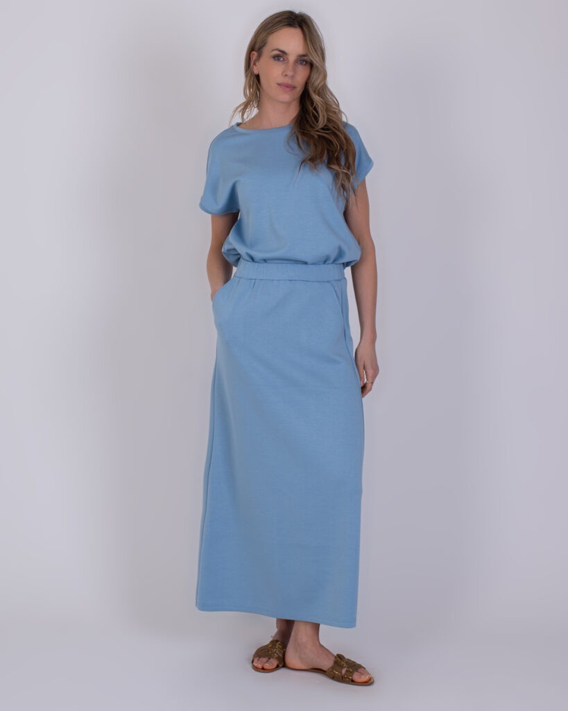 Dames skirt viscose cupro soft blue - LINZ 