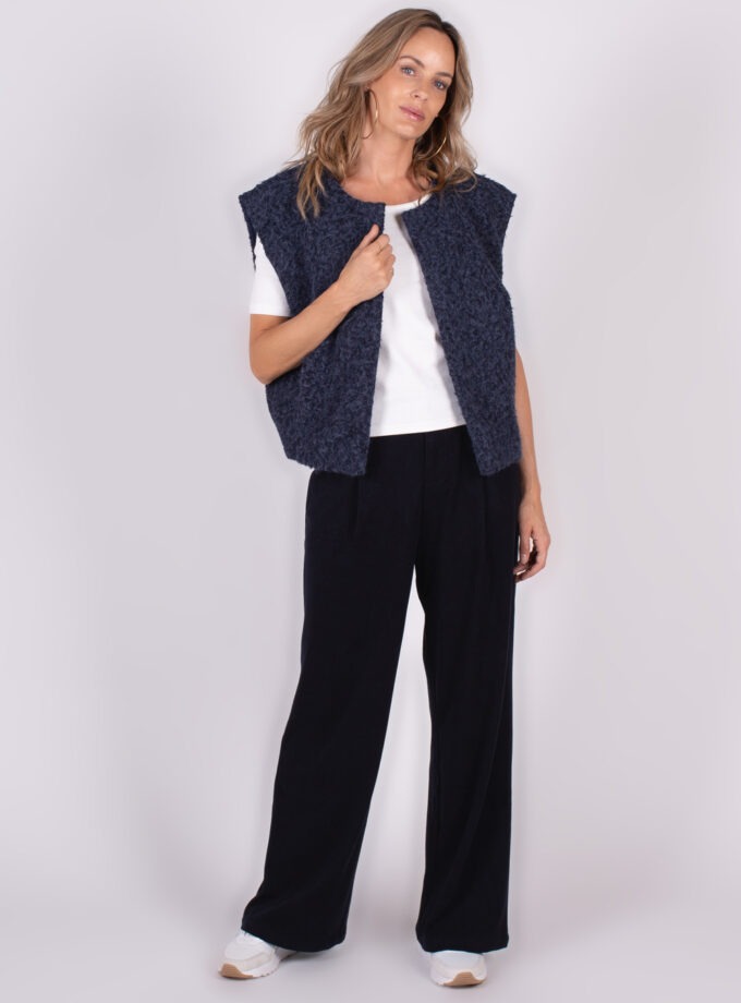 Dames gilet in teddy fabric navy - MATSUMOTO