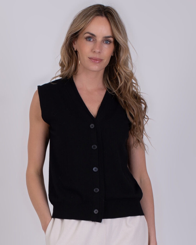 Dames gilet black viscose - PATRAS 
