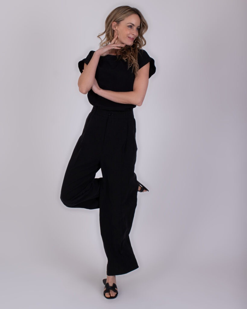 Dames pantalon tencel Black - PIRAN 