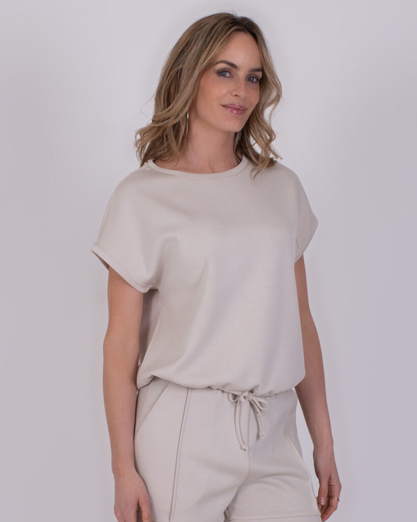 Dames viscose cupro t-shirt met koord in pale- UMEA 