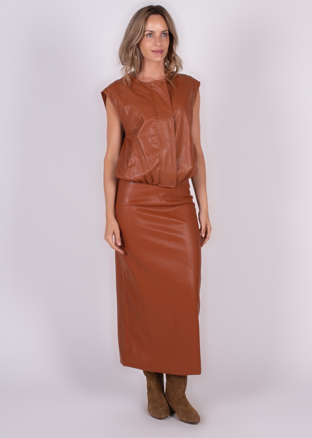 Dames gilet cinnamon vegan leather - BANDUNG - Afbeelding 2