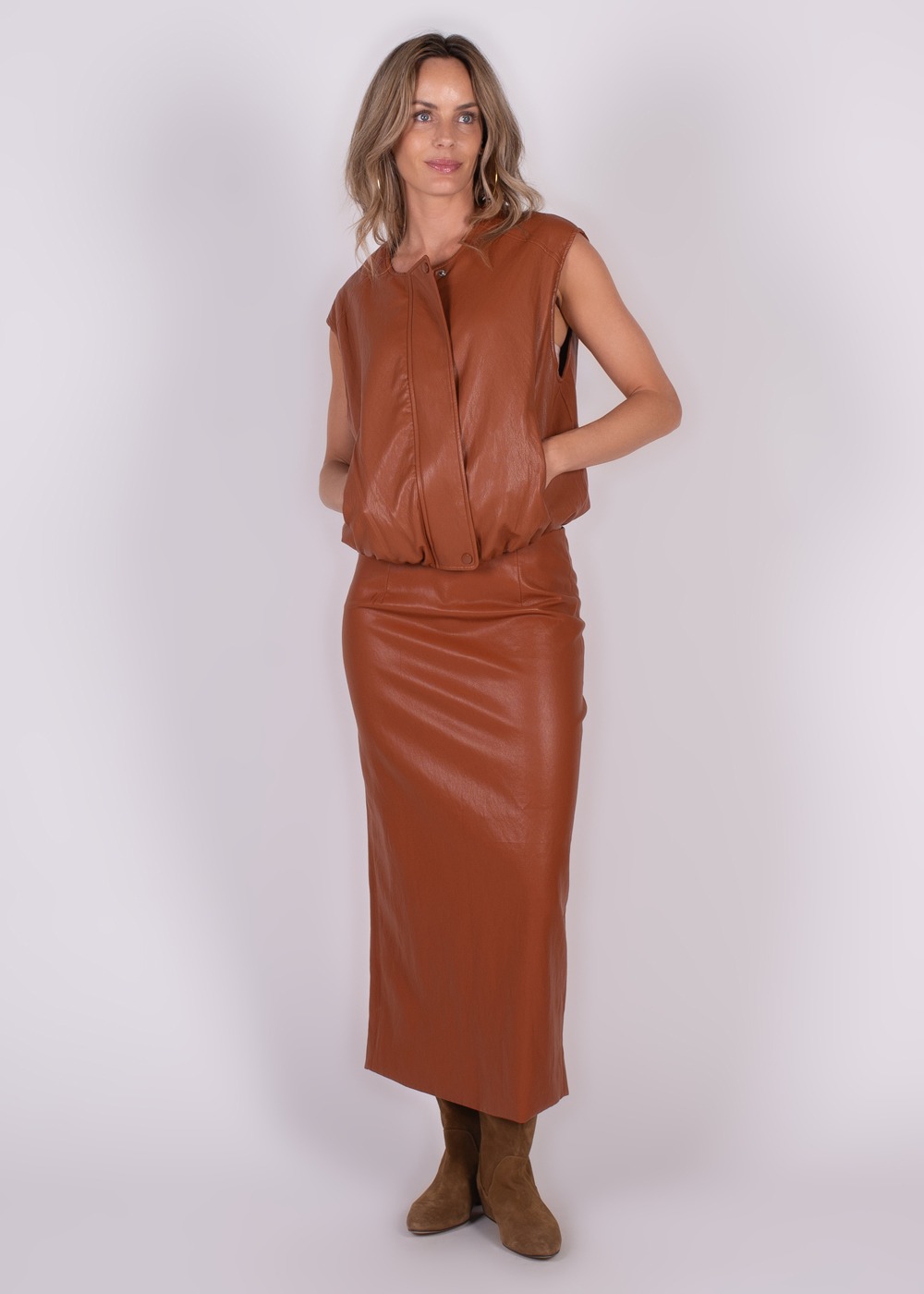 Dames gilet cinnamon vegan leather - BANDUNG - Afbeelding 3