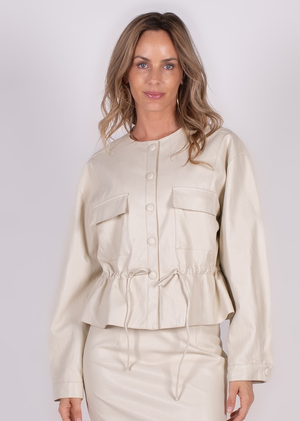 Bandung vegan leather jacket pale