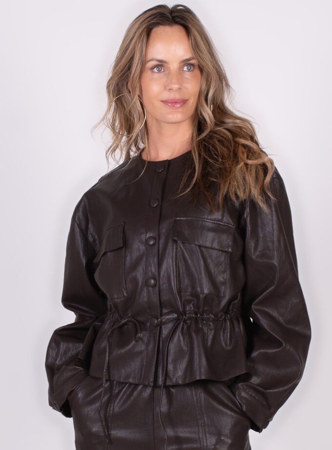 Bandung vegan leather jacket coffee