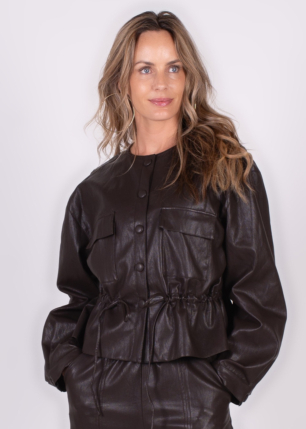 Bandung vegan leather jacket coffee