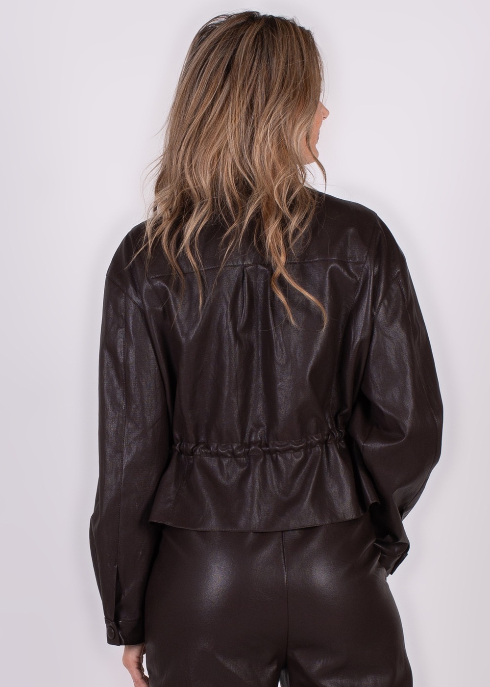 Dames jacket coffee vegan leather - BANDUNG - Afbeelding 3