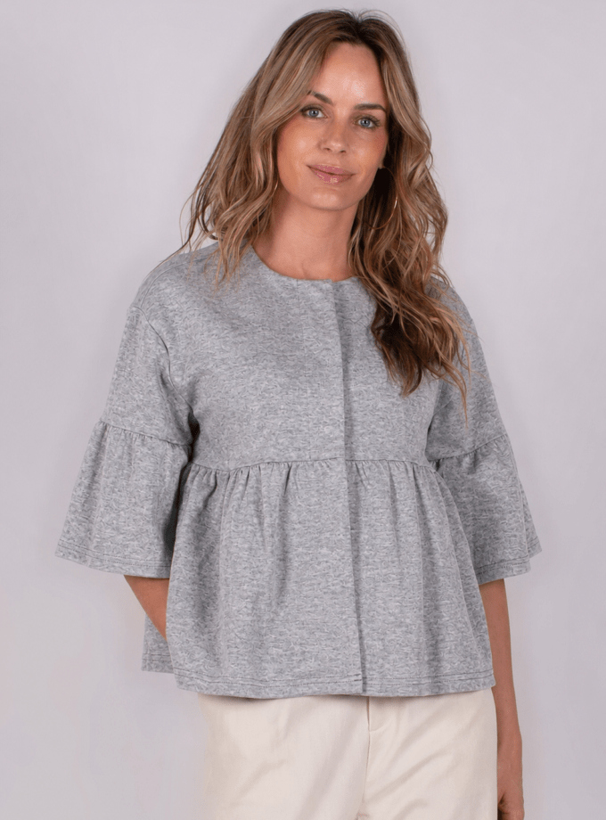Bilbao top cotton grey melange