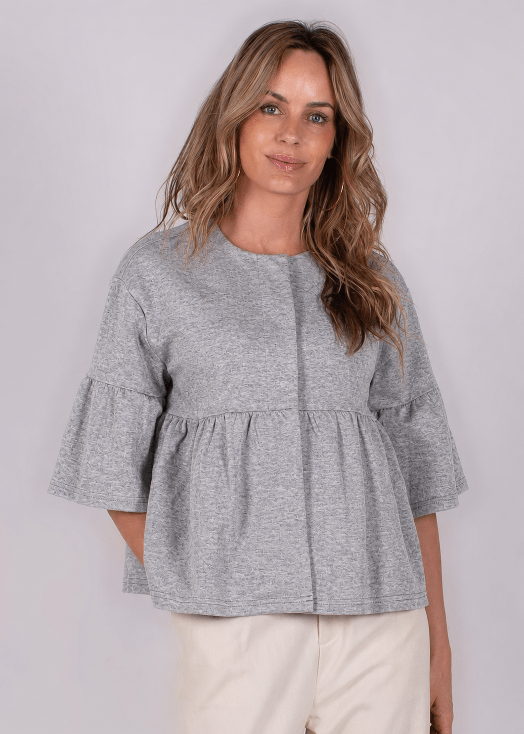 Bilbao top cotton grey melange