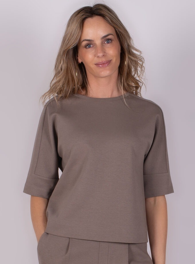 Dames top kiruna taupe cotton blend - COLUMBUS