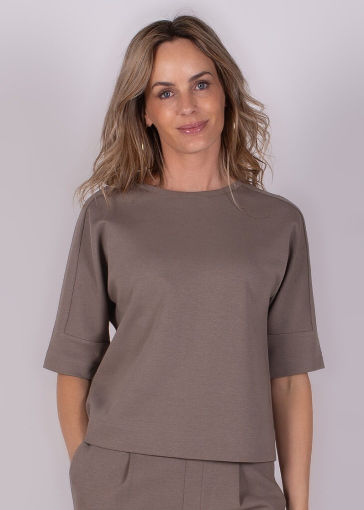 Dames top kiruna taupe cotton blend - COLUMBUS 