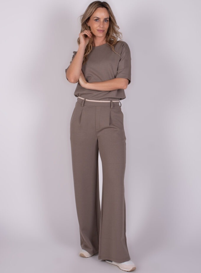 Dames pants taupe cotton blend - COLUMBUS