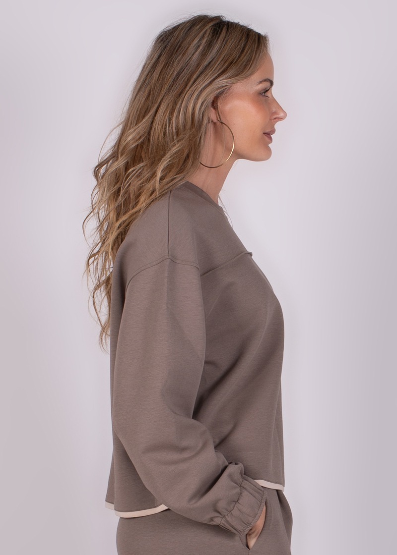 Dames sweater taupe - COLUMBUS - Afbeelding 3