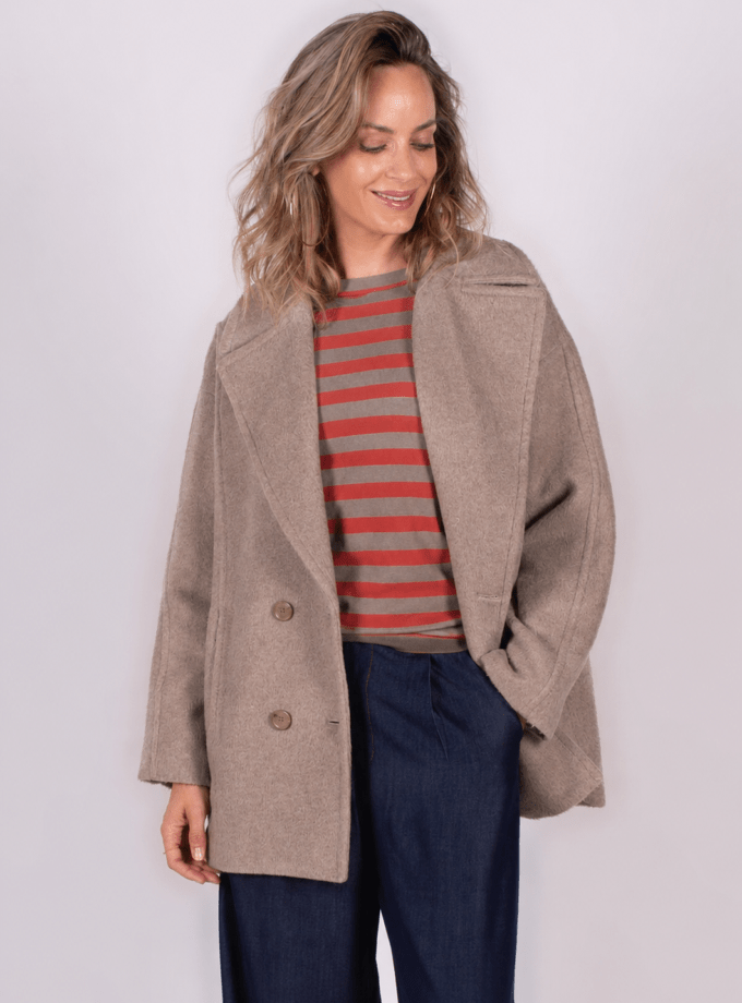 Depok coat woolblend taupe