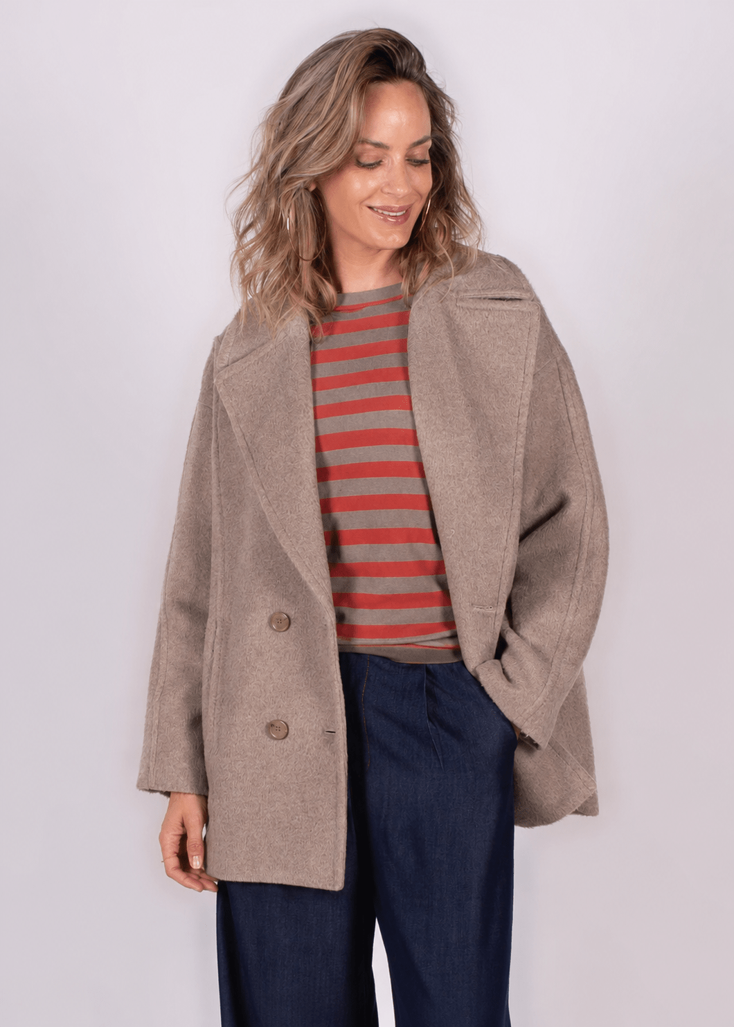 Depok coat woolblend taupe